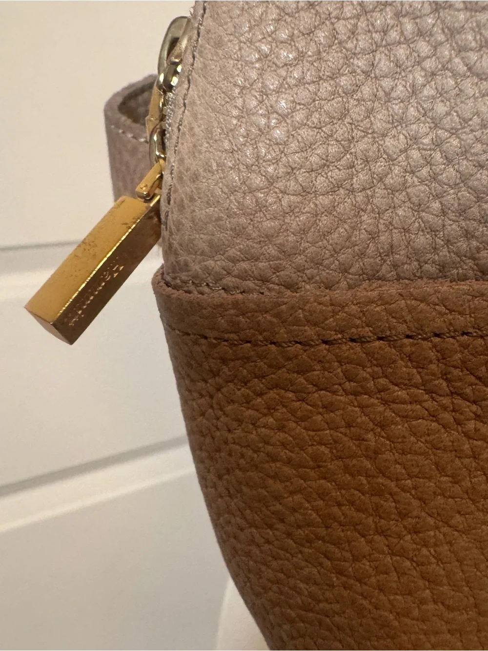 Hammitt Hunter Medium Backpack Grey Natural Brushed Gold Leather Nubuck Bag